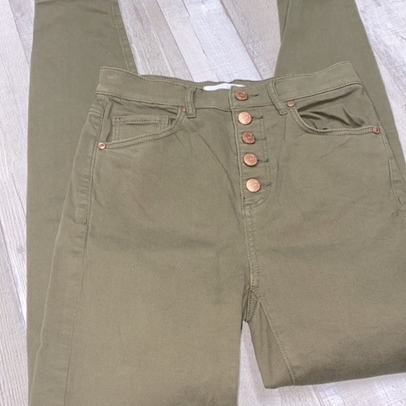 Loft high rise skinny ankle olive green jeans size 0/25 - Picture 2 of 10